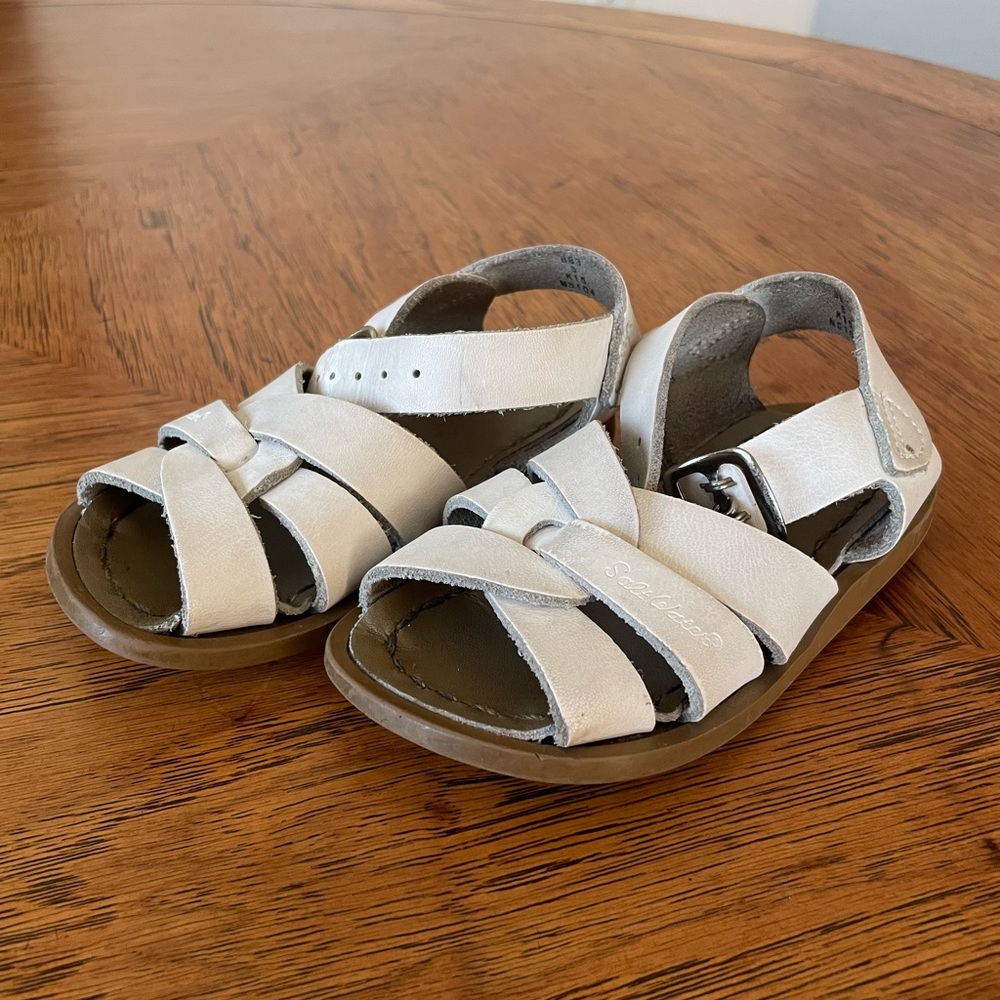 White Salt Water Sandals (Size 5)